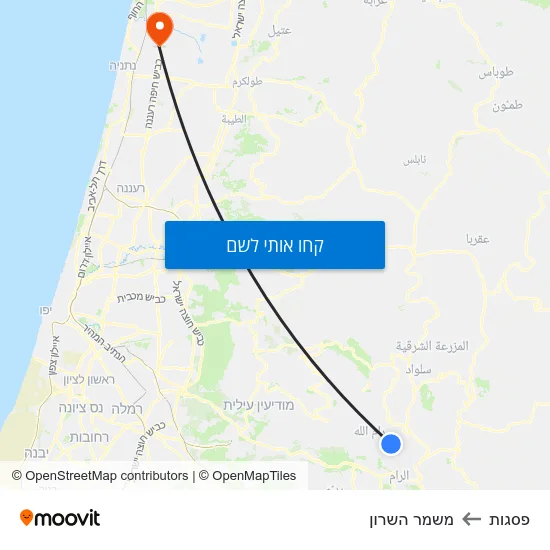 מפת פסגות למשמר השרון
