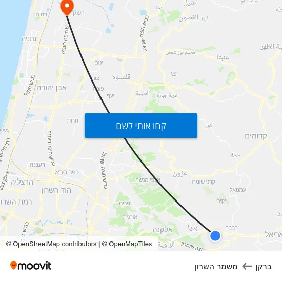 מפת ברקן למשמר השרון