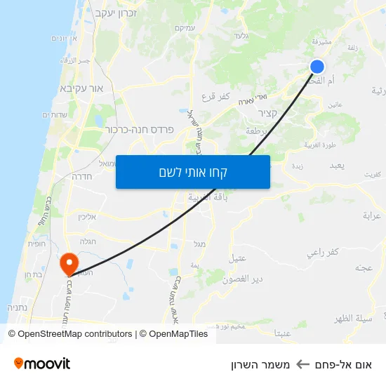 מפת אום אל-פחם למשמר השרון
