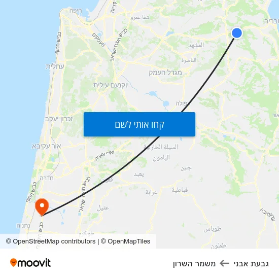 מפת גבעת אבני למשמר השרון