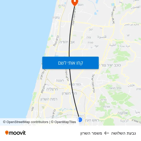 מפת גבעת השלושה למשמר השרון