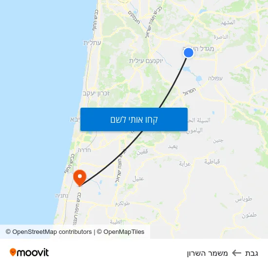 מפת גבת למשמר השרון
