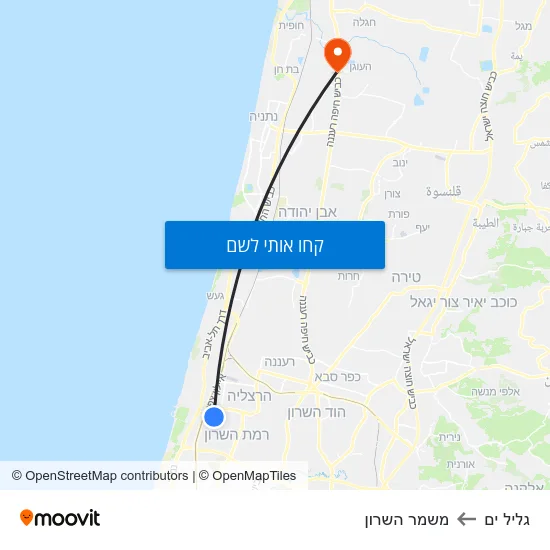 מפת גליל ים למשמר השרון