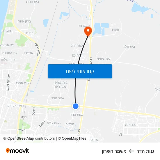מפת גנות הדר למשמר השרון