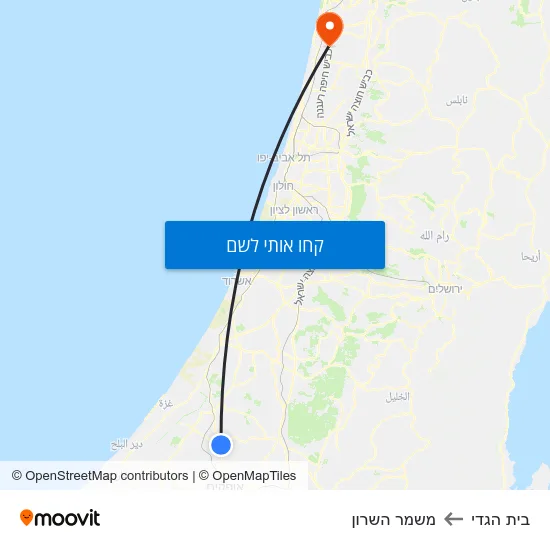 מפת בית הגדי למשמר השרון