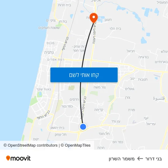 מפת בני דרור למשמר השרון