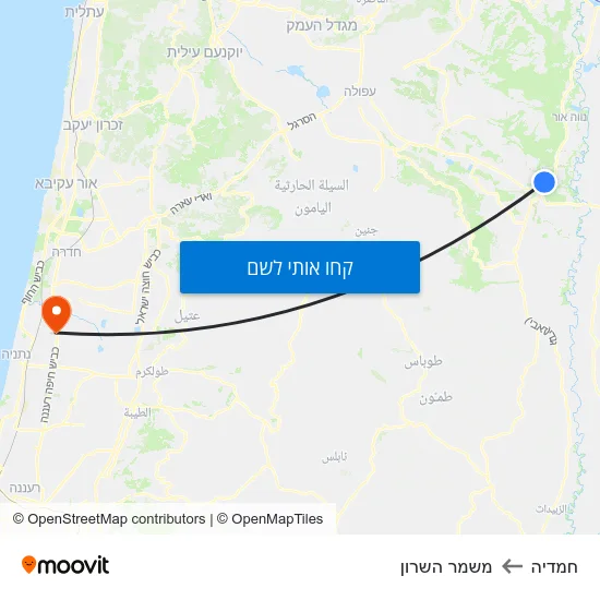 מפת חמדיה למשמר השרון