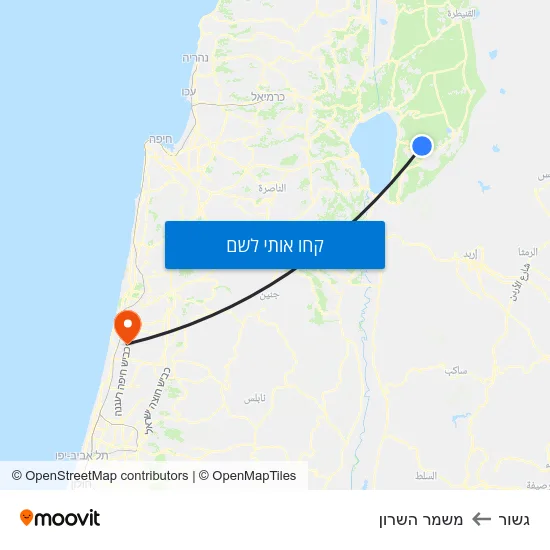 מפת גשור למשמר השרון