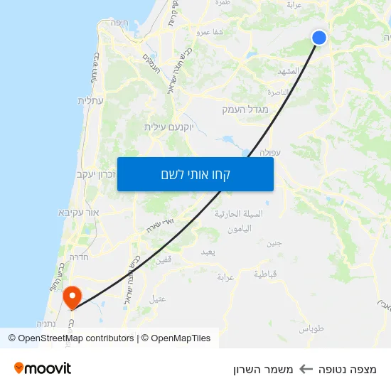 מפת מצפה נטופה למשמר השרון