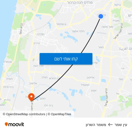 מפת עין שמר למשמר השרון