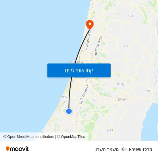 מפת מרכז שפירא למשמר השרון