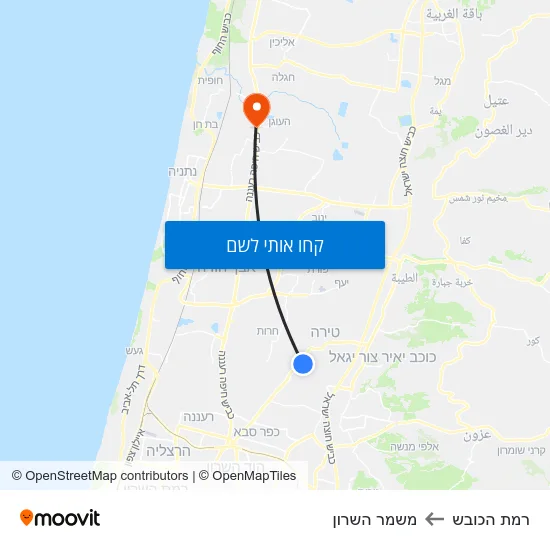מפת רמת הכובש למשמר השרון