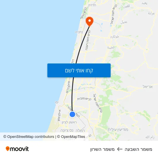 מפת משמר השבעה למשמר השרון