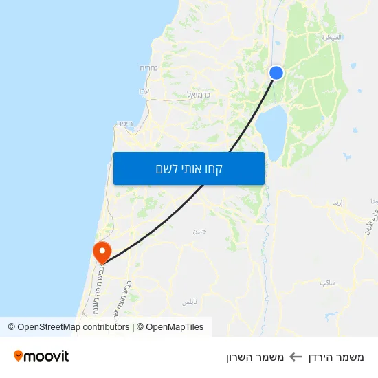 מפת משמר הירדן למשמר השרון