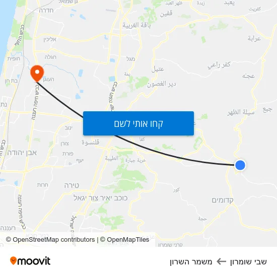 מפת שבי שומרון למשמר השרון