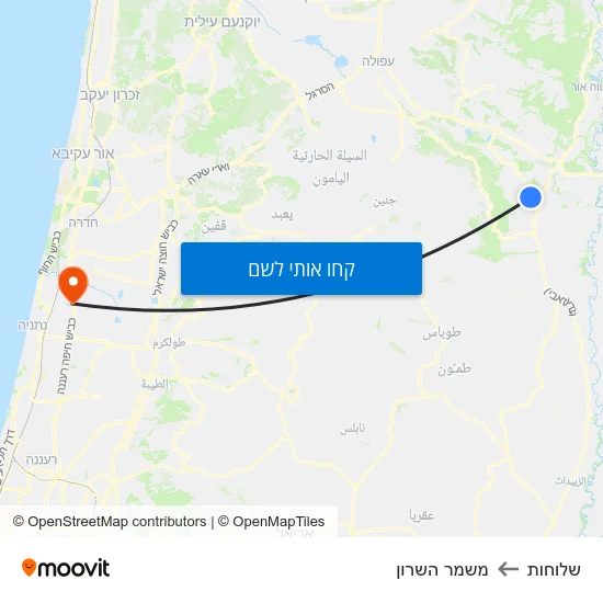 מפת שלוחות למשמר השרון