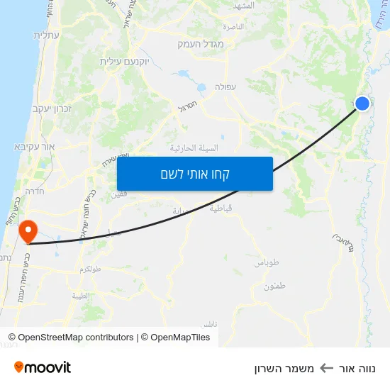מפת נווה אור למשמר השרון