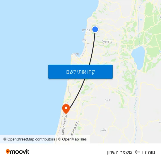 מפת נווה זיו למשמר השרון