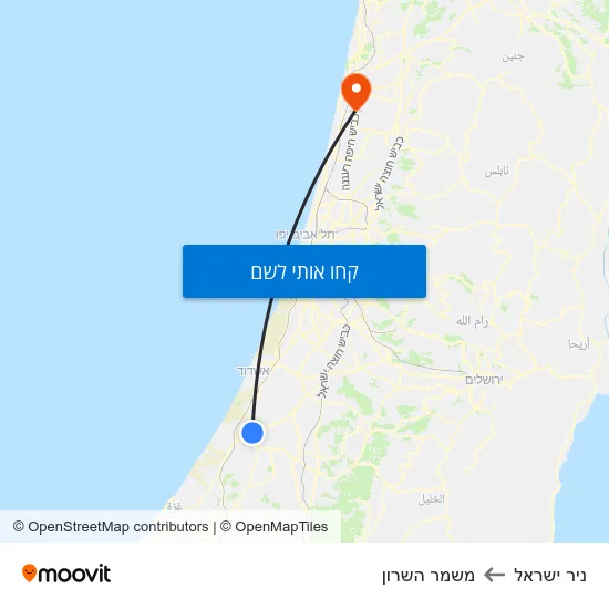 מפת ניר ישראל למשמר השרון
