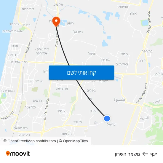 מפת יעף למשמר השרון