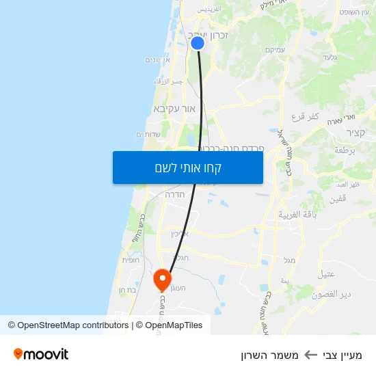 מפת מעיין צבי למשמר השרון