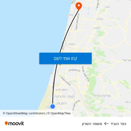מפת כפר הנגיד למשמר השרון