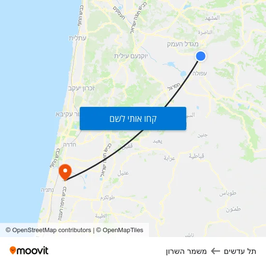 מפת תל עדשים למשמר השרון