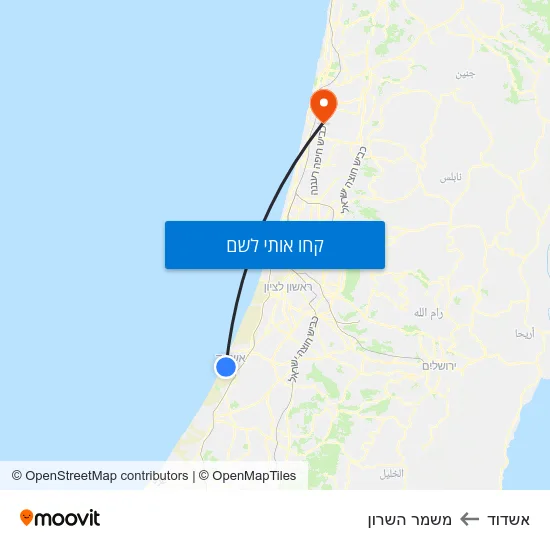 מפת אשדוד למשמר השרון