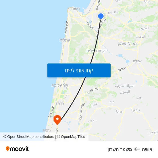 מפת אושה למשמר השרון