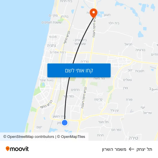 מפת תל יצחק למשמר השרון