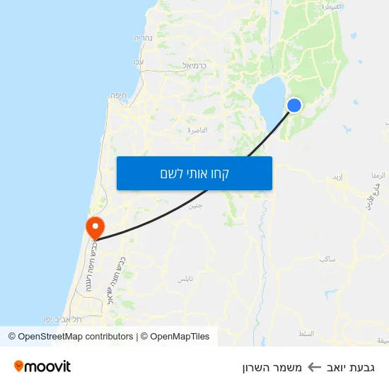מפת גבעת יואב למשמר השרון
