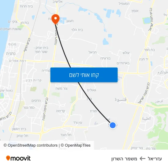 מפת עזריאל למשמר השרון