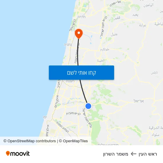 מפת ראש העין למשמר השרון