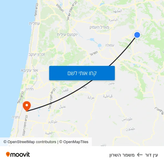 מפת עין דור למשמר השרון