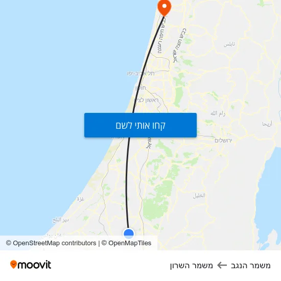 מפת משמר הנגב למשמר השרון