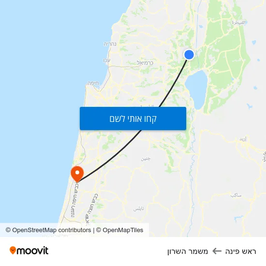 מפת ראש פינה למשמר השרון