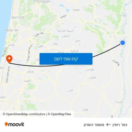 מפת כפר רופין למשמר השרון