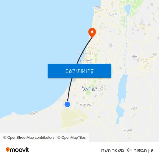 מפת עין הבשור למשמר השרון