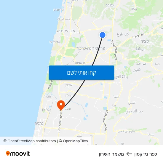 מפת כפר גליקסון למשמר השרון