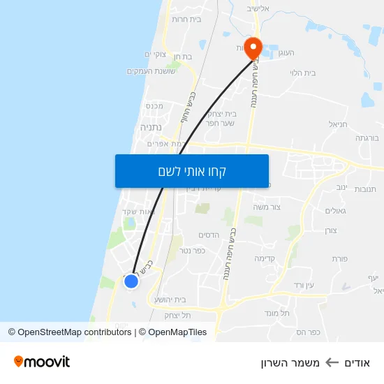 מפת אודים למשמר השרון