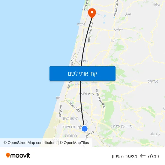 מפת רמלה למשמר השרון