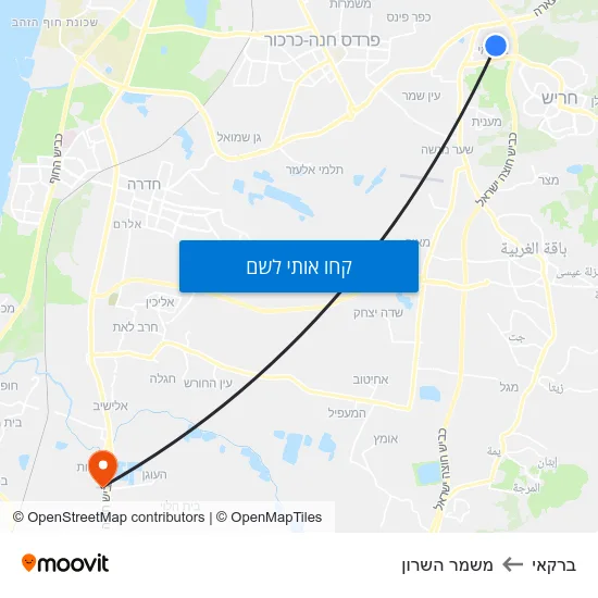 מפת ברקאי למשמר השרון