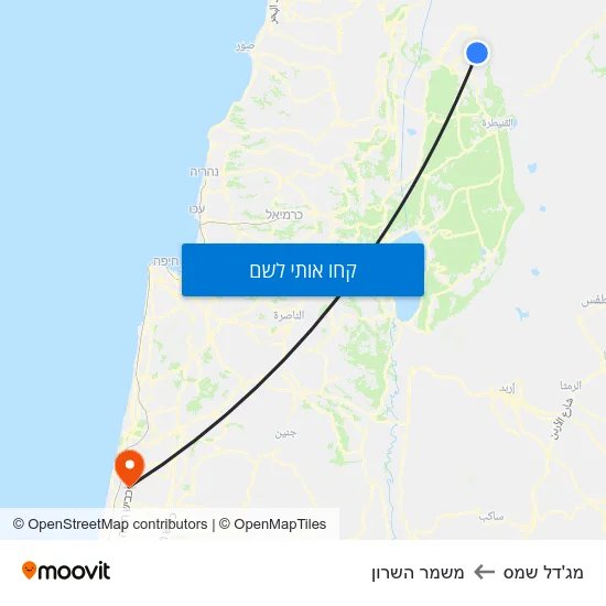 מפת מג'דל שמס למשמר השרון