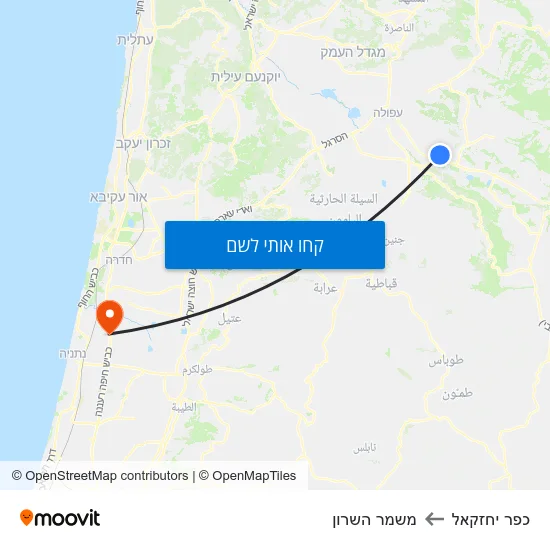 מפת כפר יחזקאל למשמר השרון