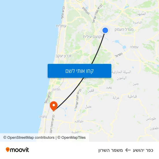 מפת כפר יהושע למשמר השרון