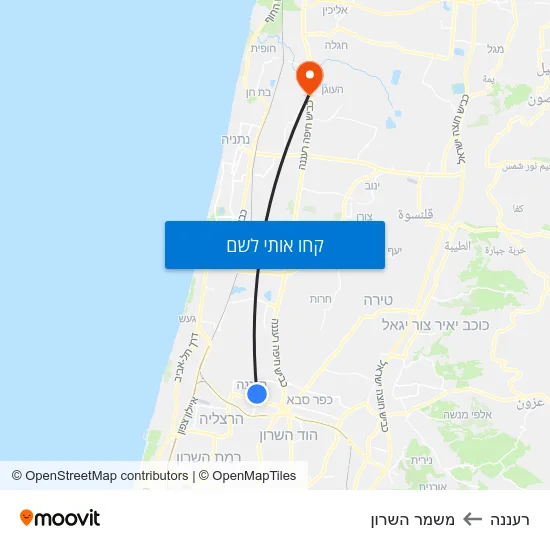 מפת רעננה למשמר השרון