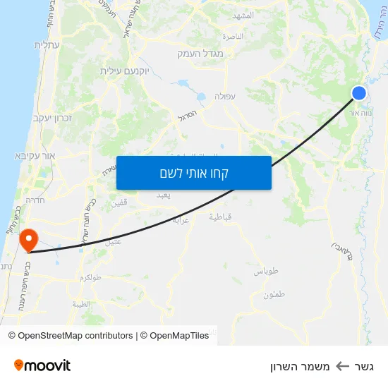 מפת גשר למשמר השרון