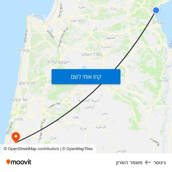 מפת גינוסר למשמר השרון