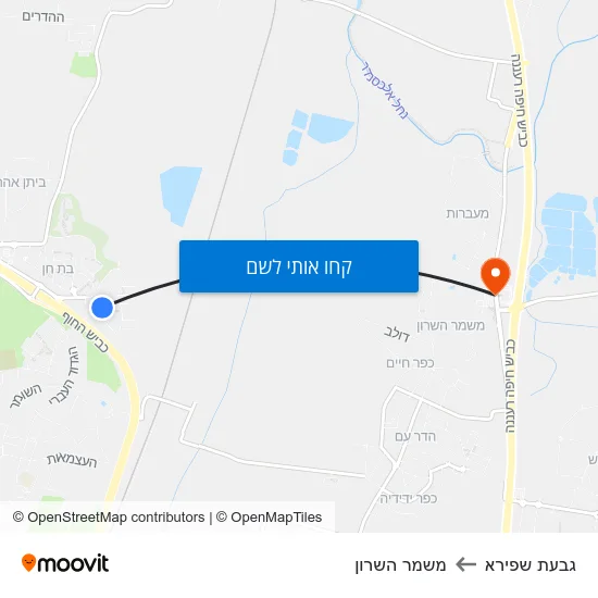 מפת גבעת שפירא למשמר השרון