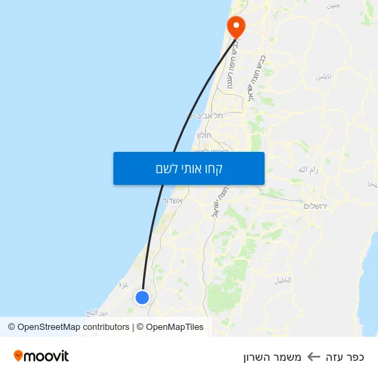 מפת כפר עזה למשמר השרון